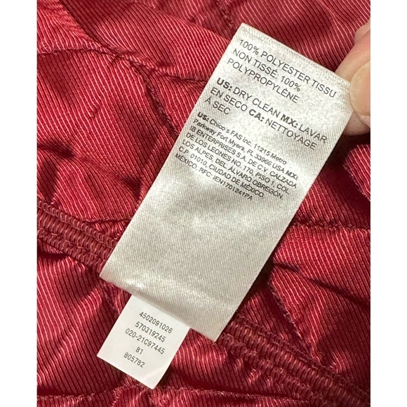 Chico’s Long Quilted Animal Print Coat in Deep Red, Size 0 (fits Size 4) - Picture 10 of 11